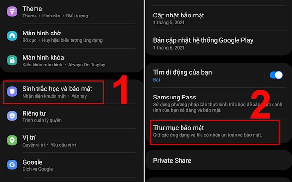 Thư mục Bảo mật (Secure Folder) samsung