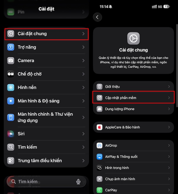 Bước 2- Thao tác tải về và cài đặt qua Cài đặt chung ios 26.1