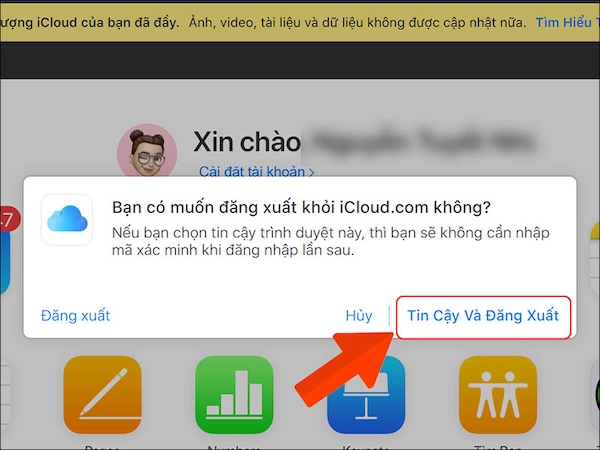 Đăng xuất và Đăng nhập lại iCloud