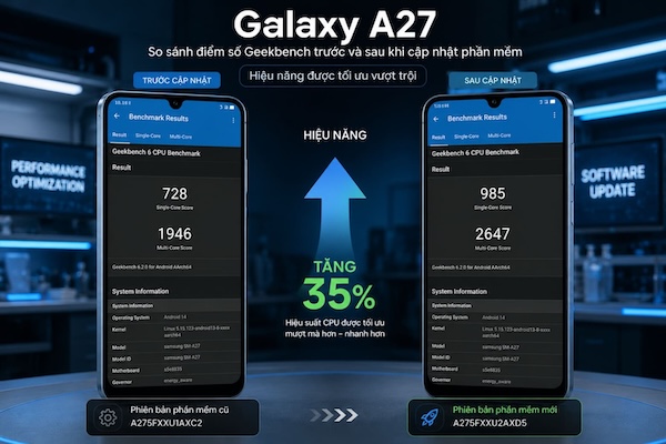 Samsung Galaxy A27 Hiệu năng ổn định với Snapdragon 6 Gen 3