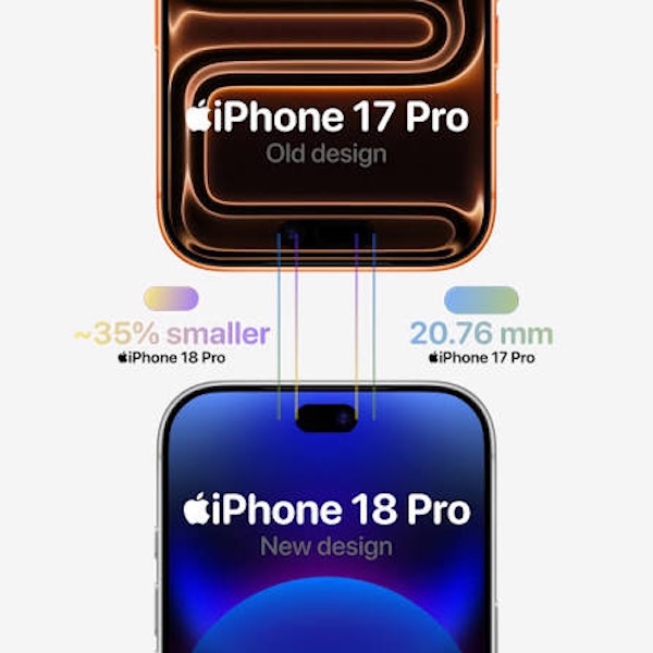 so sánh Dynamic Island iPhone 18 Pro trực tiếp với iPhone 17 Pro