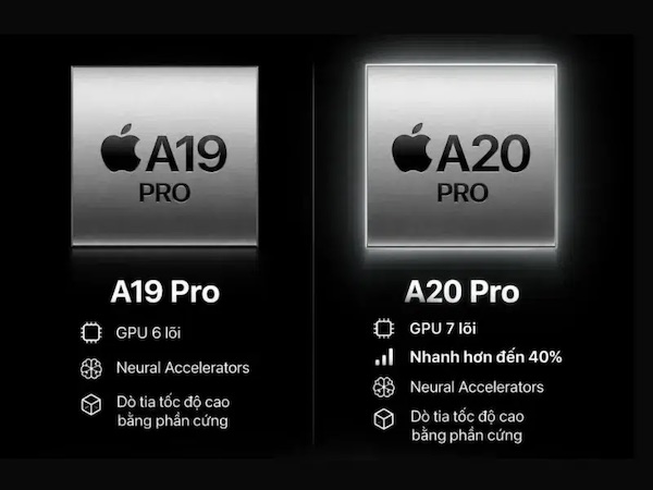 Bảng so sánh thông số kỹ thuật- Apple A20 Pro vs. Apple A19 Pro
