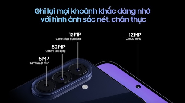 Samsung Galaxy A57 256GB Camera 50MP OIS quay chụp sắc nét và khả năng lưu trữ không giới hạn của bản 256GB