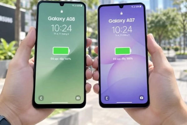 So Sánh Samsung A08 Và A07 Thiết kế và cảm giác cầm nắm